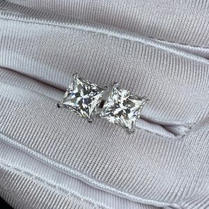 Princess cut moissanite studs